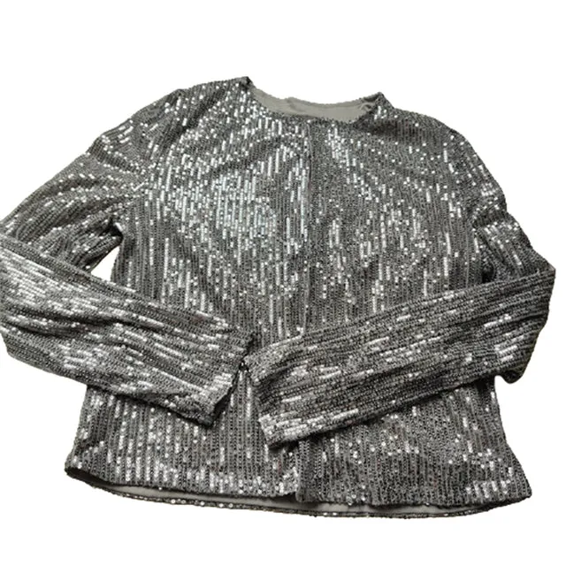 2023 Fashion Sequin Jackets Women Glitter Long Sleeve Short Coats Elegant Spring Outwear Office Ladies Solid  Streetwear