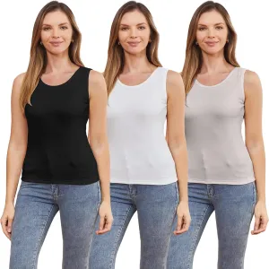 3 Pcs Womens Thermal Tank Tops Fleece Cami Underwear Tops Soft Sleeveless Undershirt Warm Base Layer Vest