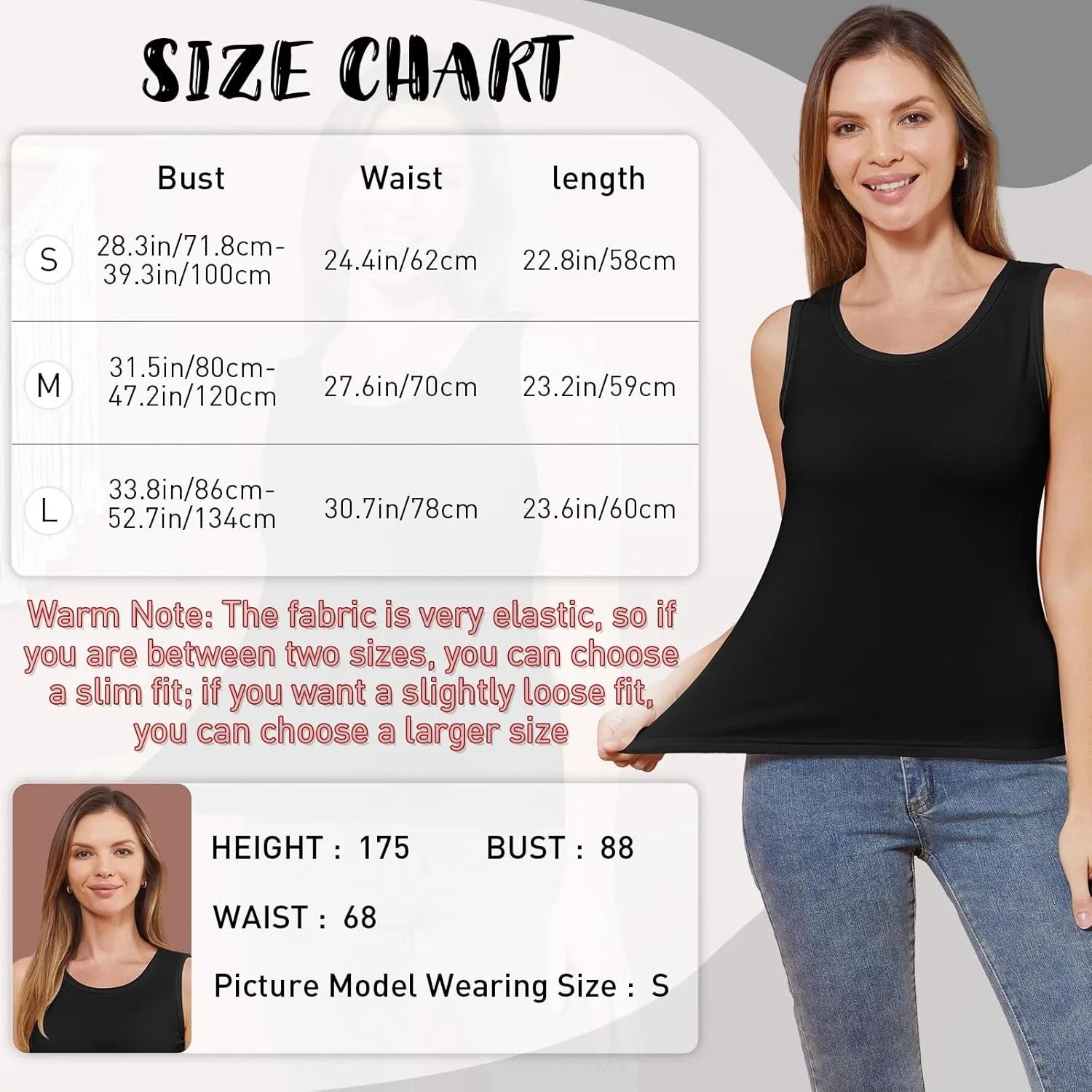 3 Pcs Womens Thermal Tank Tops Fleece Cami Underwear Tops Soft Sleeveless Undershirt Warm Base Layer Vest