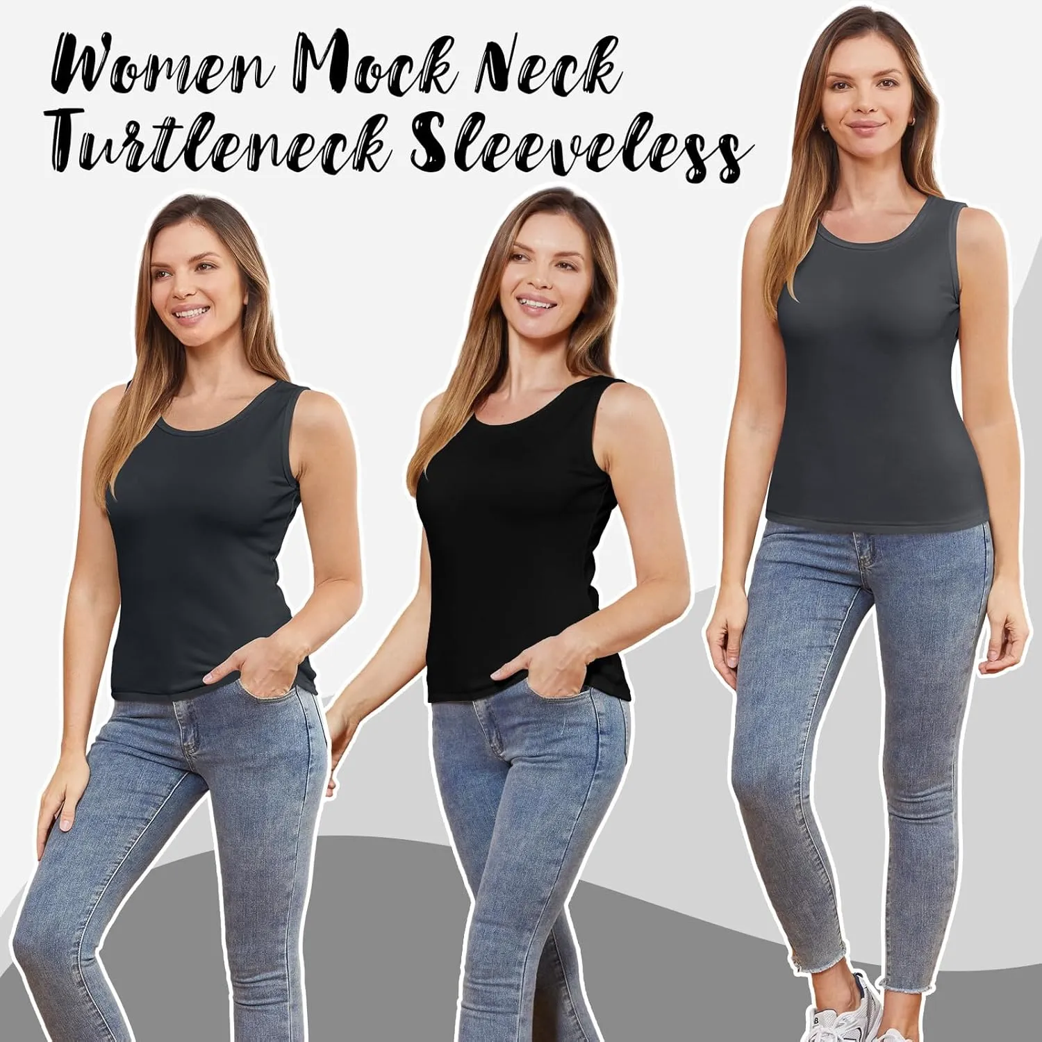 3 Pcs Womens Thermal Tank Tops Fleece Cami Underwear Tops Soft Sleeveless Undershirt Warm Base Layer Vest