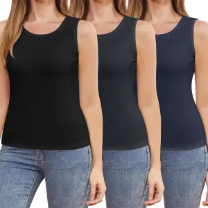3 Pcs Womens Thermal Tank Tops Fleece Cami Underwear Tops Soft Sleeveless Undershirt Warm Base Layer Vest