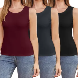 3 Pcs Womens Thermal Tank Tops Fleece Cami Underwear Tops Soft Sleeveless Undershirt Warm Base Layer Vest