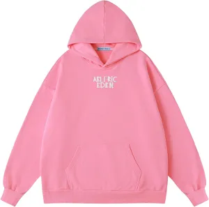 Aelfric Eden Women Hoodies Oversized Fleece Sweatshirts Unisex Solid Basic Letter Hoodie Long Sleeve Fall Y2k Pullovers Top