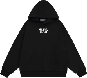 Aelfric Eden Women Hoodies Oversized Fleece Sweatshirts Unisex Solid Basic Letter Hoodie Long Sleeve Fall Y2k Pullovers Top