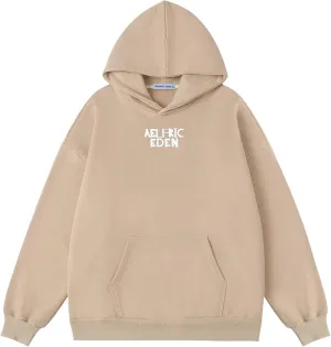 Aelfric Eden Women Hoodies Oversized Fleece Sweatshirts Unisex Solid Basic Letter Hoodie Long Sleeve Fall Y2k Pullovers Top