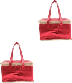 Alipis 2pcs Insulated Takeout Bag Large Capacity Bag Zipper Thermal Insulation Collapsible Feature