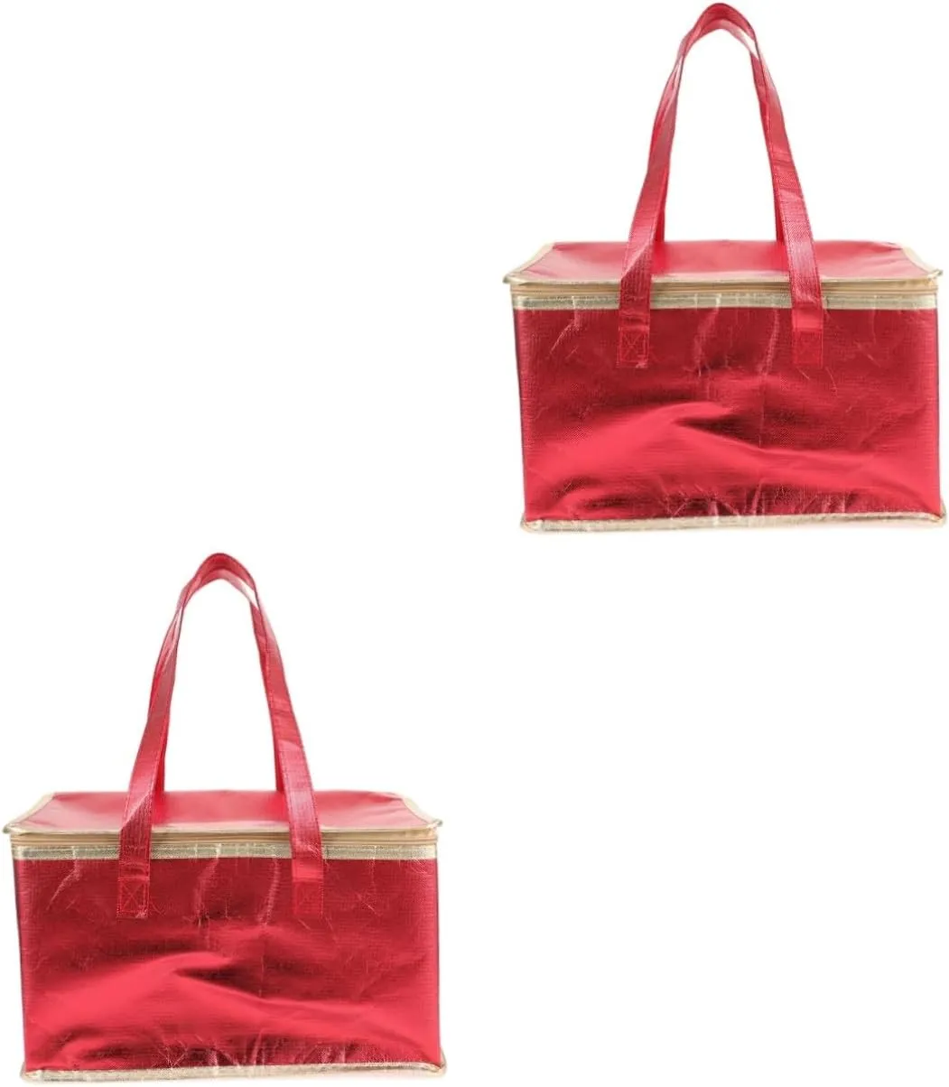 Alipis 2pcs Insulated Takeout Bag Large Capacity Bag Zipper Thermal Insulation Collapsible Feature