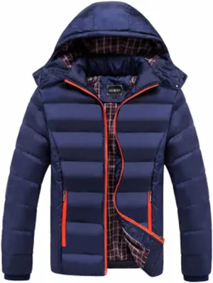 Alloaone Men's Winter Coat Warm Thick Jackets Cotton Padded Casual Hooded Parkas