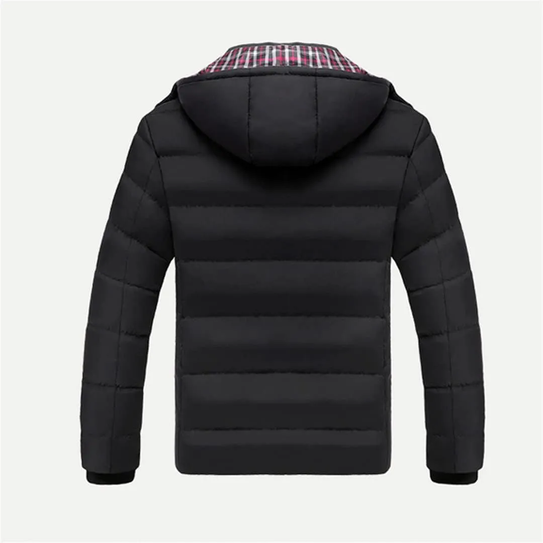 Alloaone Men's Winter Coat Warm Thick Jackets Cotton Padded Casual Hooded Parkas
