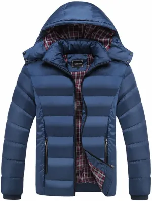 Alloaone Men's Winter Coat Warm Thick Jackets Cotton Padded Casual Hooded Parkas