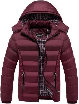 Alloaone Men's Winter Coat Warm Thick Jackets Cotton Padded Casual Hooded Parkas