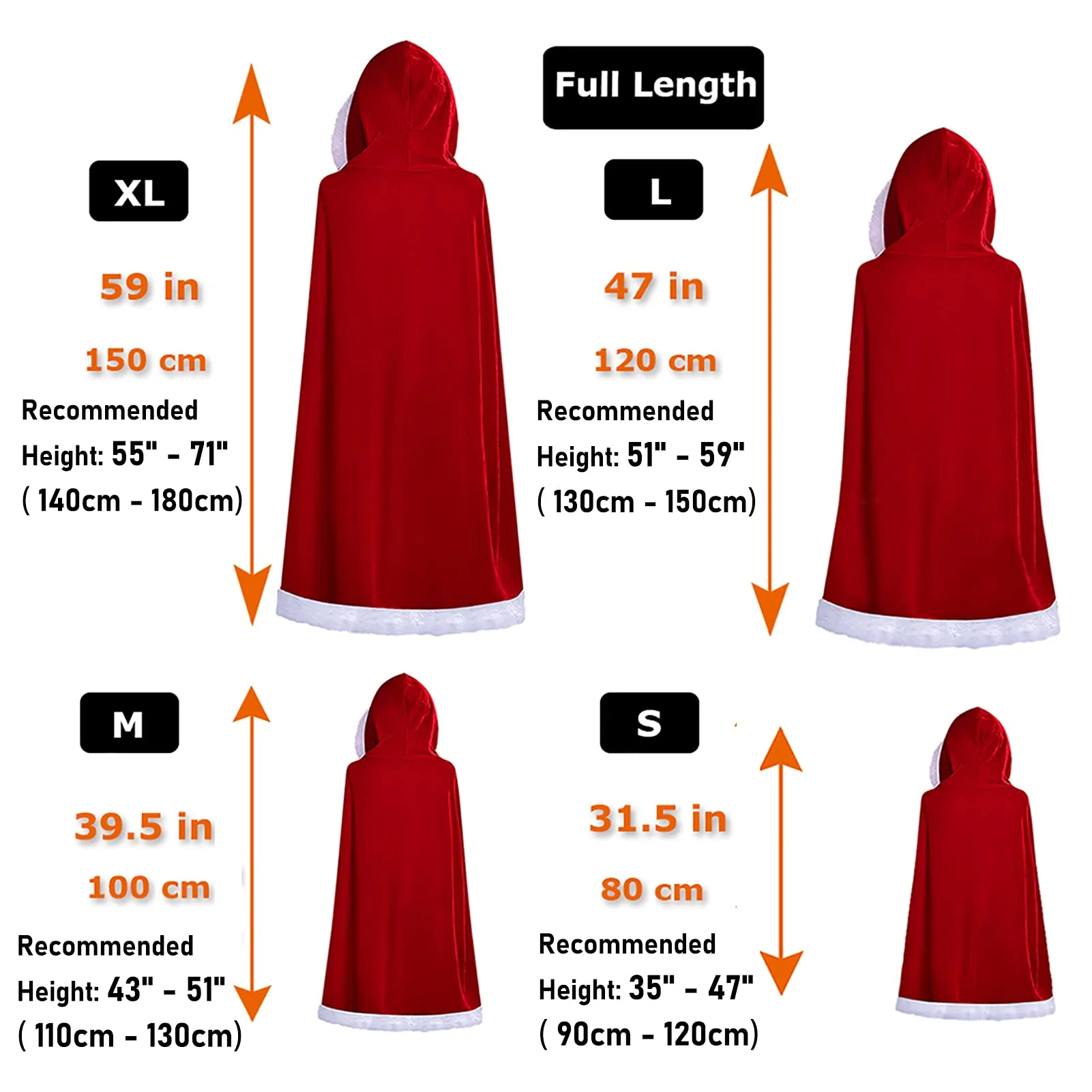 AOFITEE Unisex Adult Cute Santa Cloak Velvet Hooded Cape Robe Christmas Costume