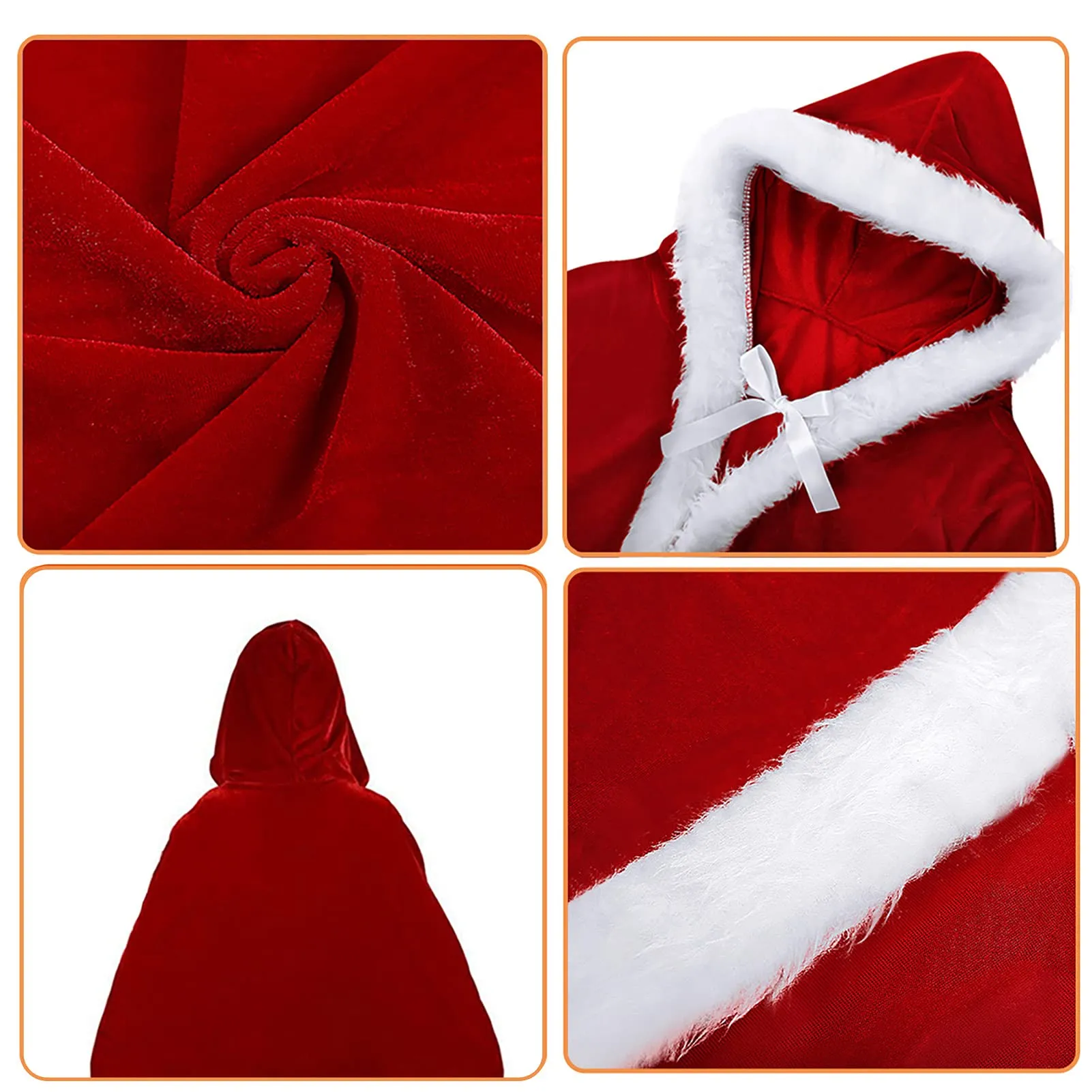 AOFITEE Unisex Adult Cute Santa Cloak Velvet Hooded Cape Robe Christmas Costume