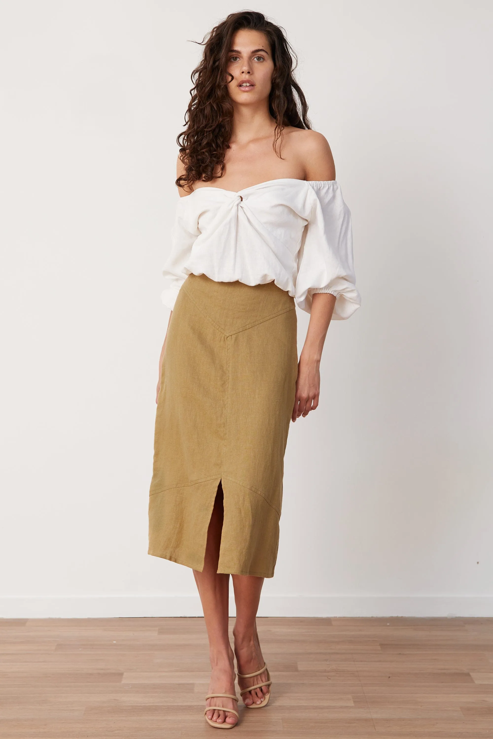 BAE | LAVIN MIDI SKIRT - ALMOND