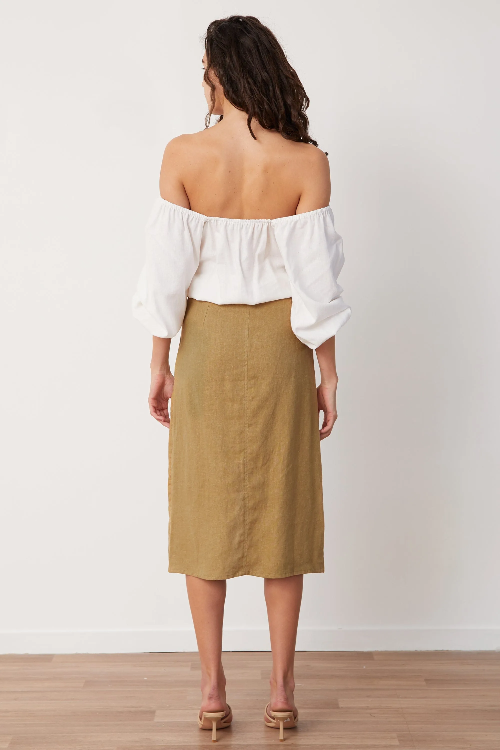 BAE | LAVIN MIDI SKIRT - ALMOND