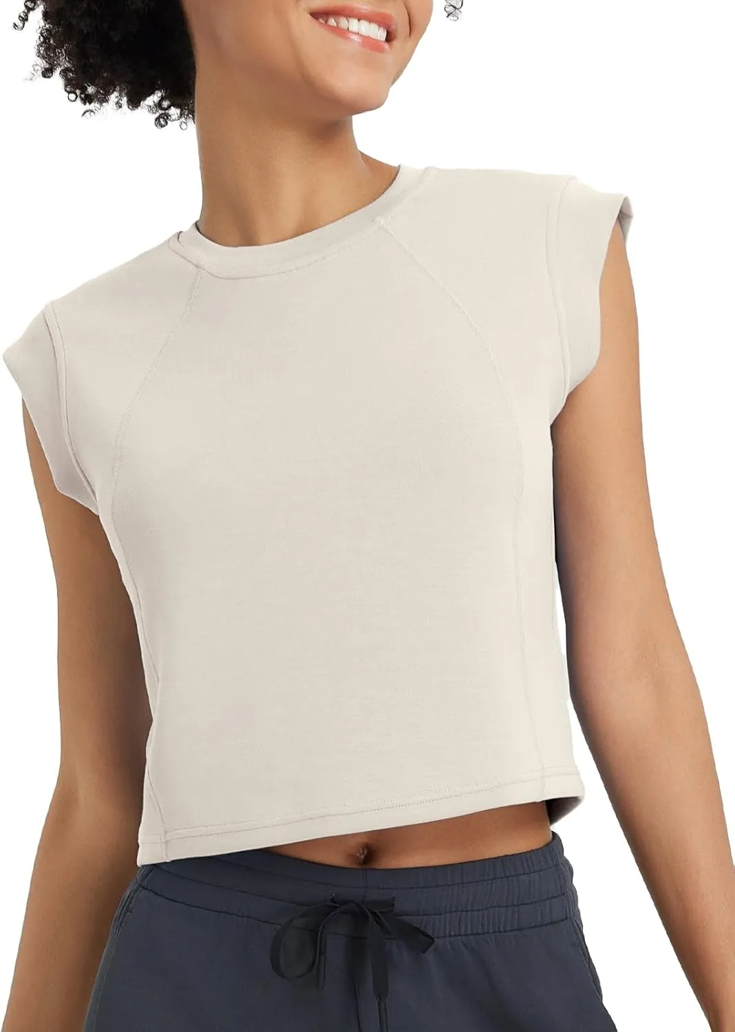 baleaf Women's Crop Workout Tank Tops Modal Soft Sleeveless Yoga Top Athletic Running Lounge Loose Shirts