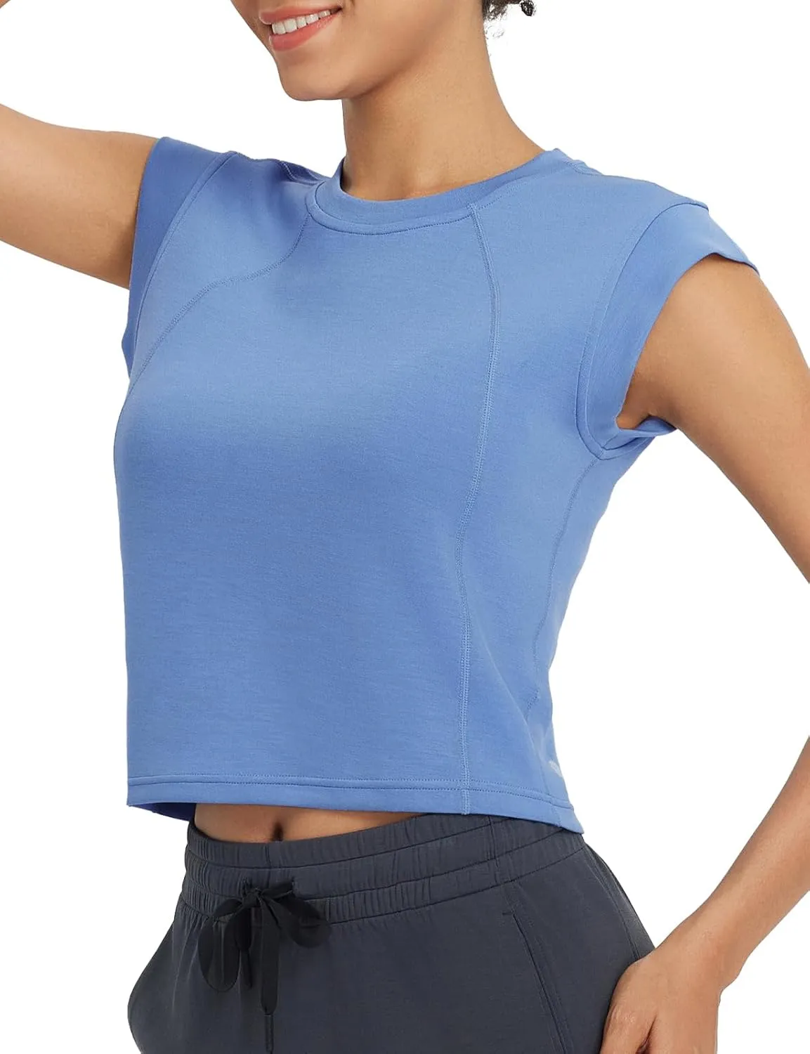 baleaf Women's Crop Workout Tank Tops Modal Soft Sleeveless Yoga Top Athletic Running Lounge Loose Shirts