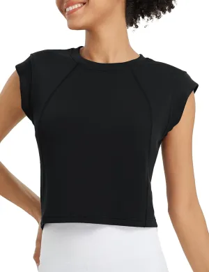 baleaf Women's Crop Workout Tank Tops Modal Soft Sleeveless Yoga Top Athletic Running Lounge Loose Shirts