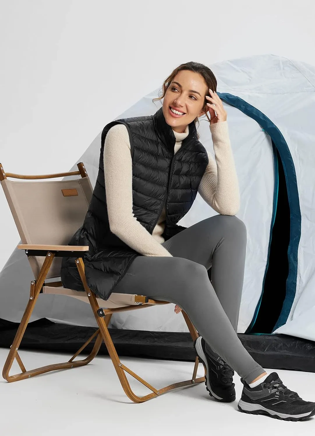 baleaf Women's Ultra-lightweight Long Down Vest Packable Water Resistant Sleeveless Jacket