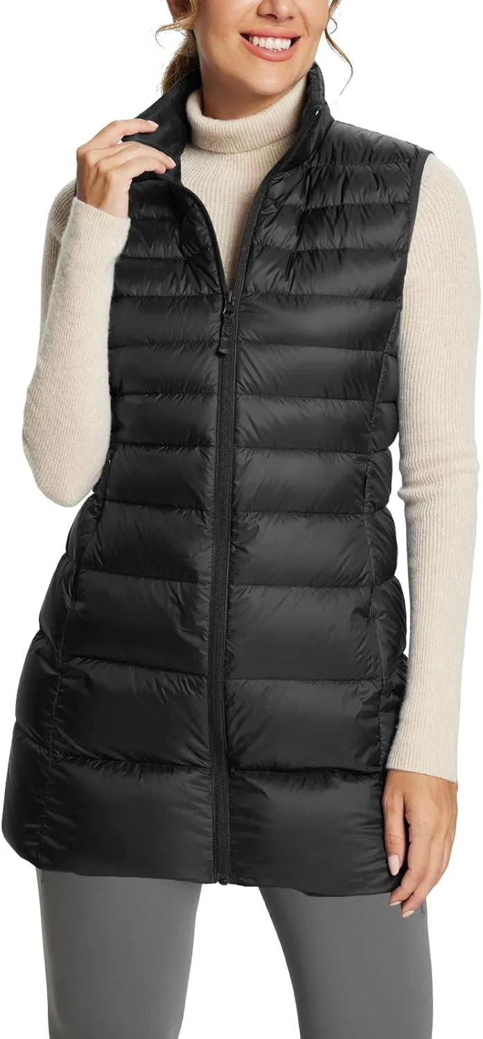 baleaf Women's Ultra-lightweight Long Down Vest Packable Water Resistant Sleeveless Jacket