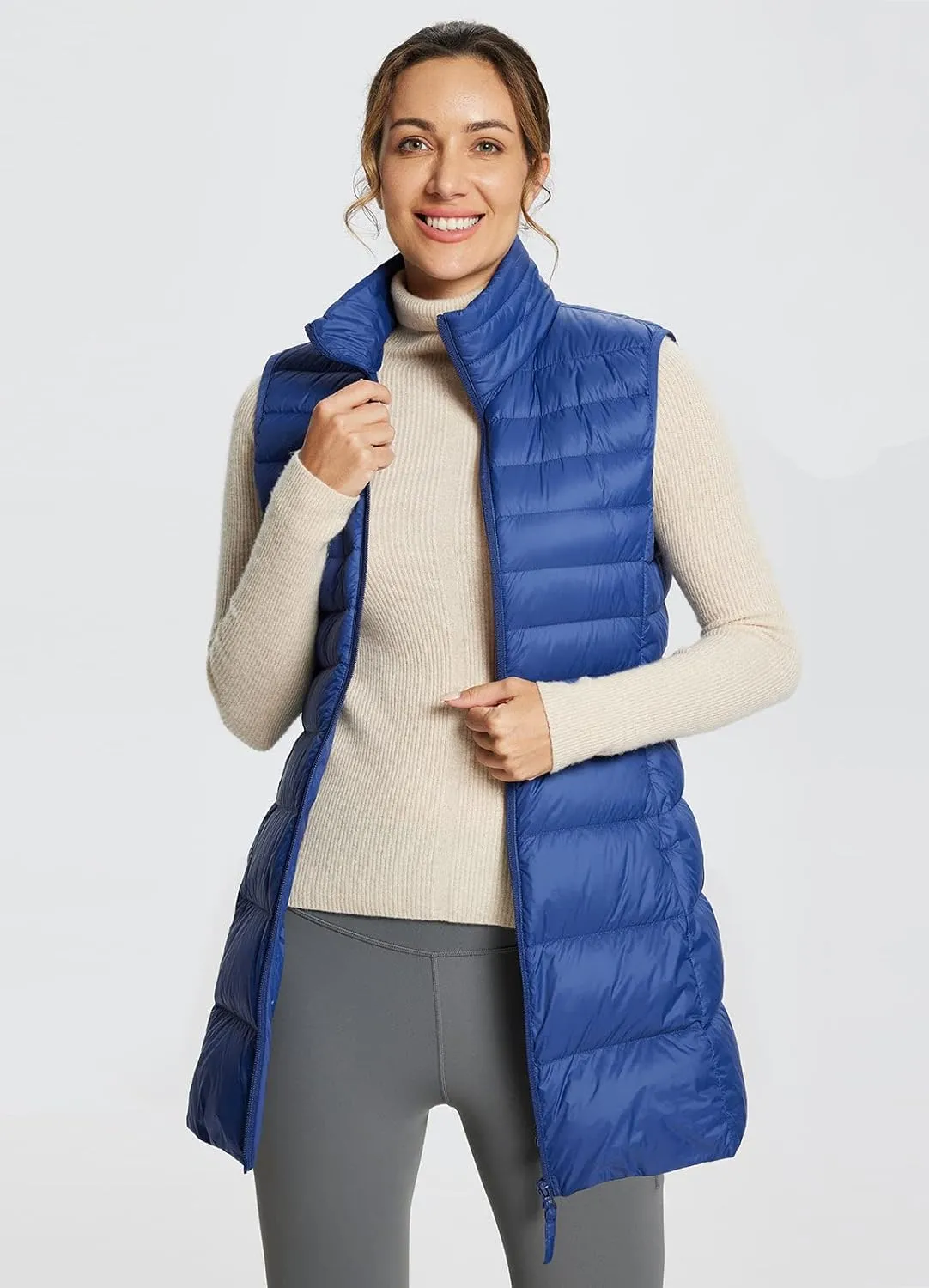 baleaf Women's Ultra-lightweight Long Down Vest Packable Water Resistant Sleeveless Jacket