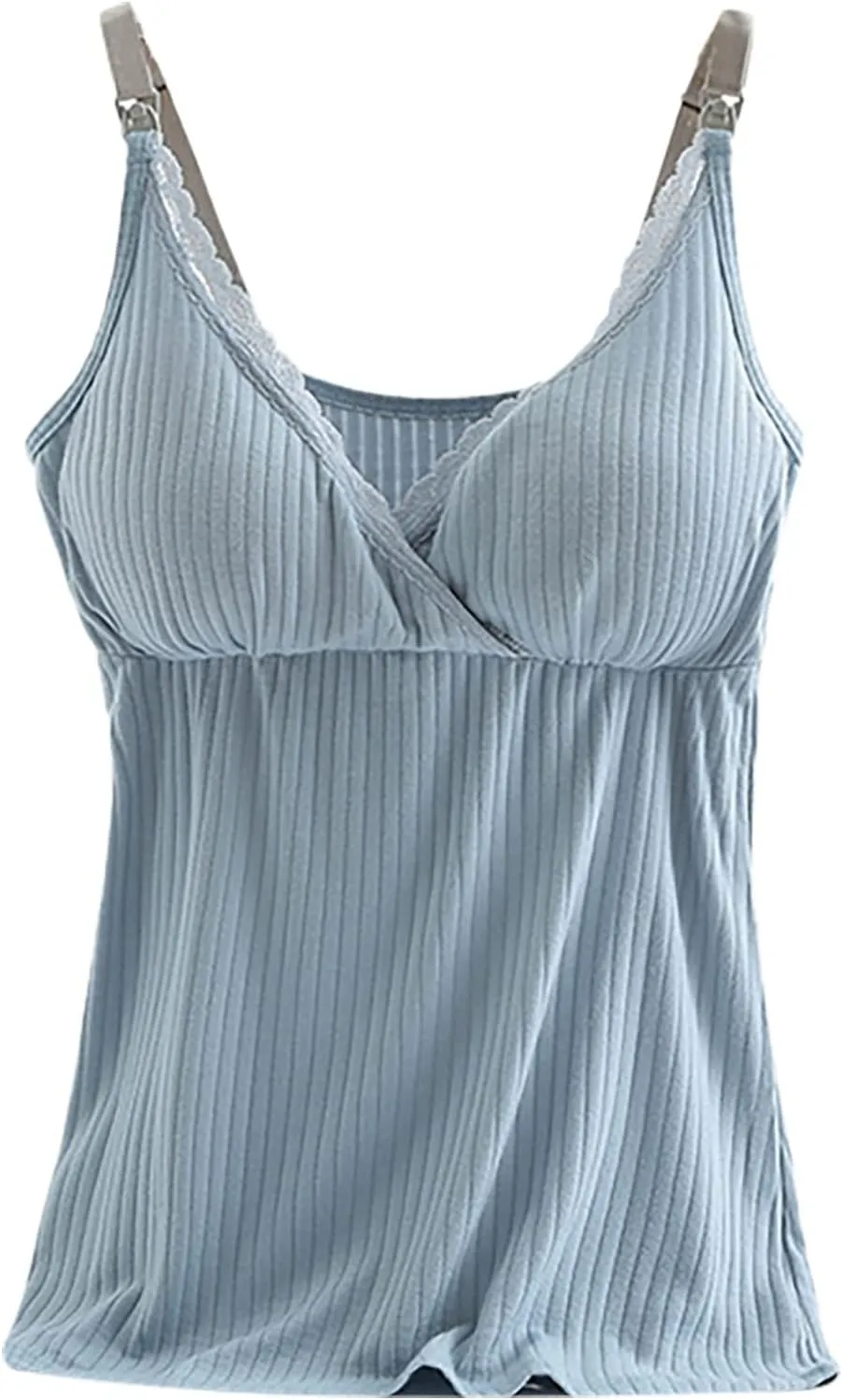 Binmer Nursing Cami Tank Tops for Breastfeeding Women with Built in Bra Sleeveless V Neck Camisole Soft Comfy Pregnant Shirts