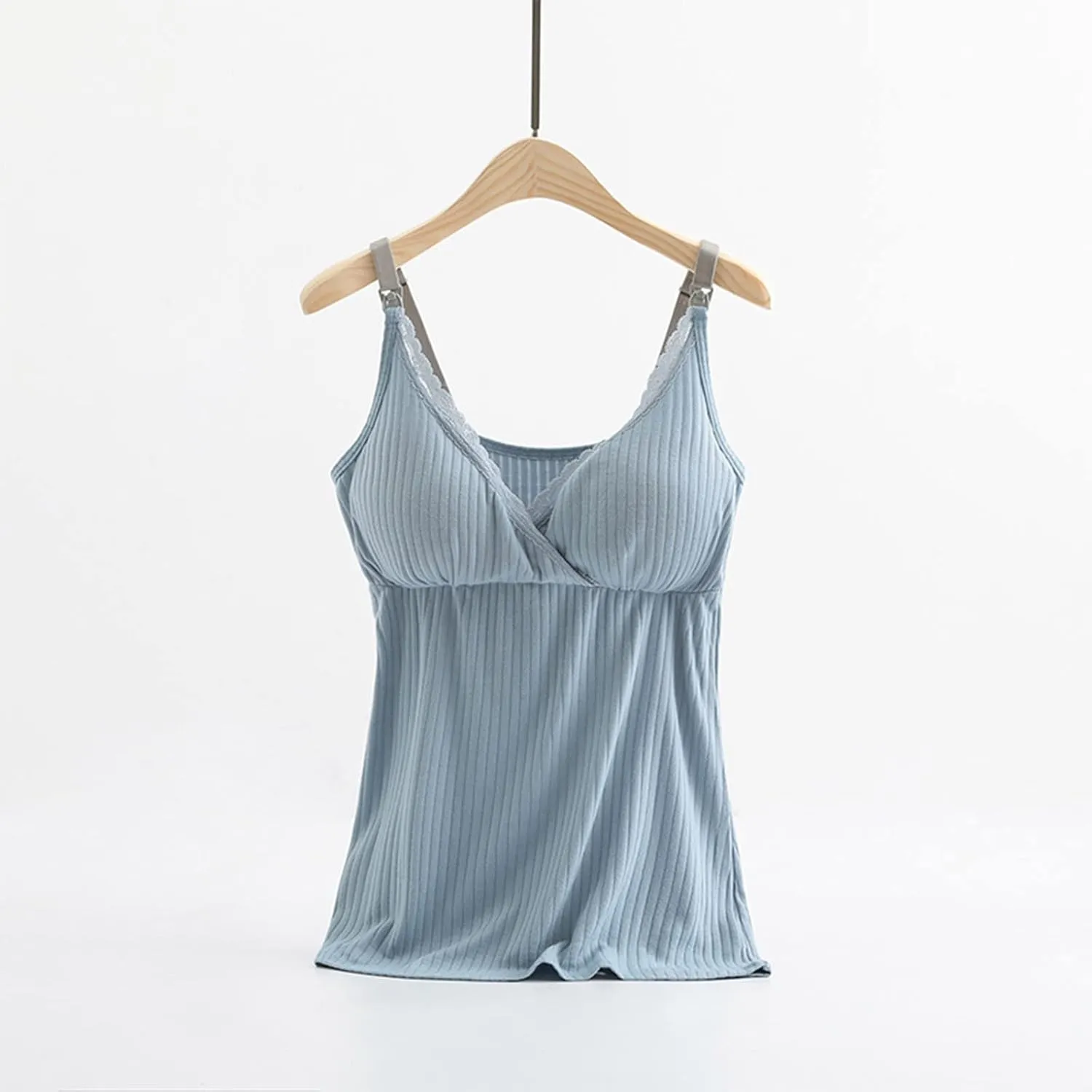 Binmer Nursing Cami Tank Tops for Breastfeeding Women with Built in Bra Sleeveless V Neck Camisole Soft Comfy Pregnant Shirts