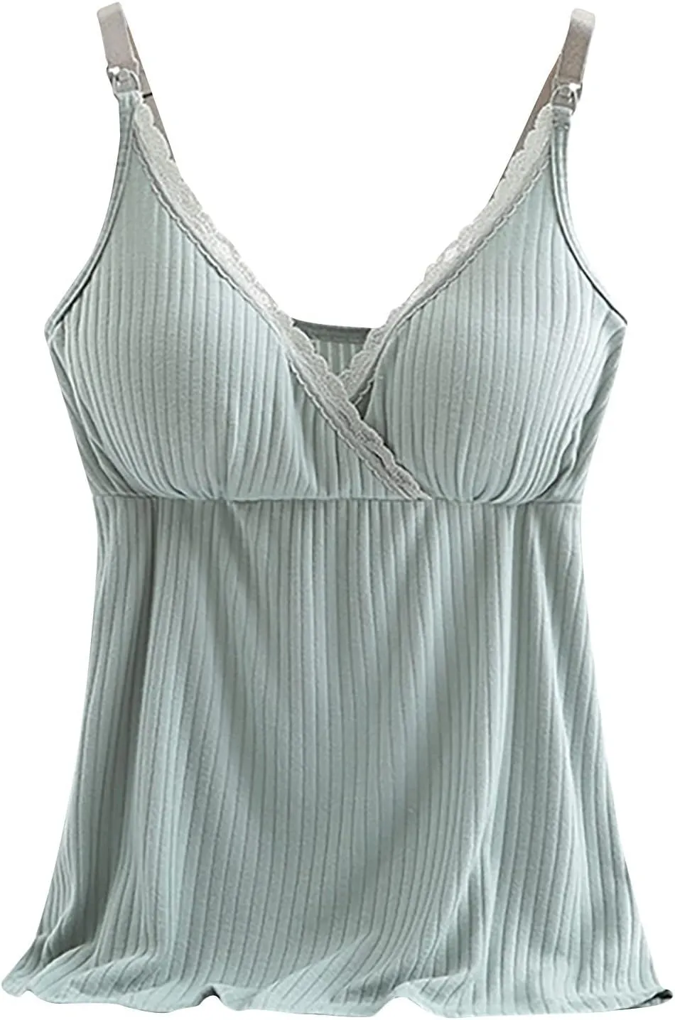 Binmer Nursing Cami Tank Tops for Breastfeeding Women with Built in Bra Sleeveless V Neck Camisole Soft Comfy Pregnant Shirts
