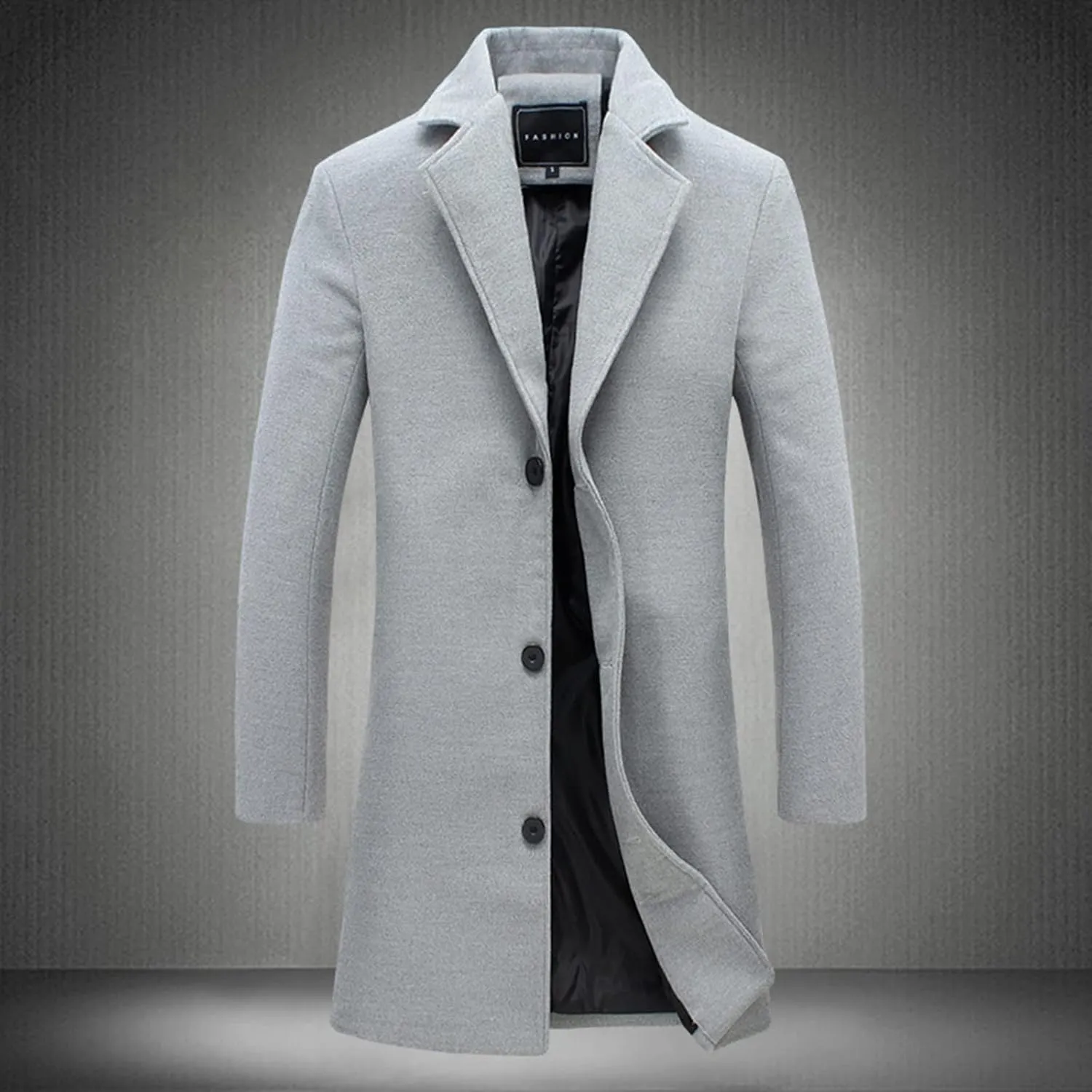 Black Trench Coat Men Costume Casual Trench Slim Fit Notched Collar Long Jacket Warm Winter Soft Vintage Overcoat