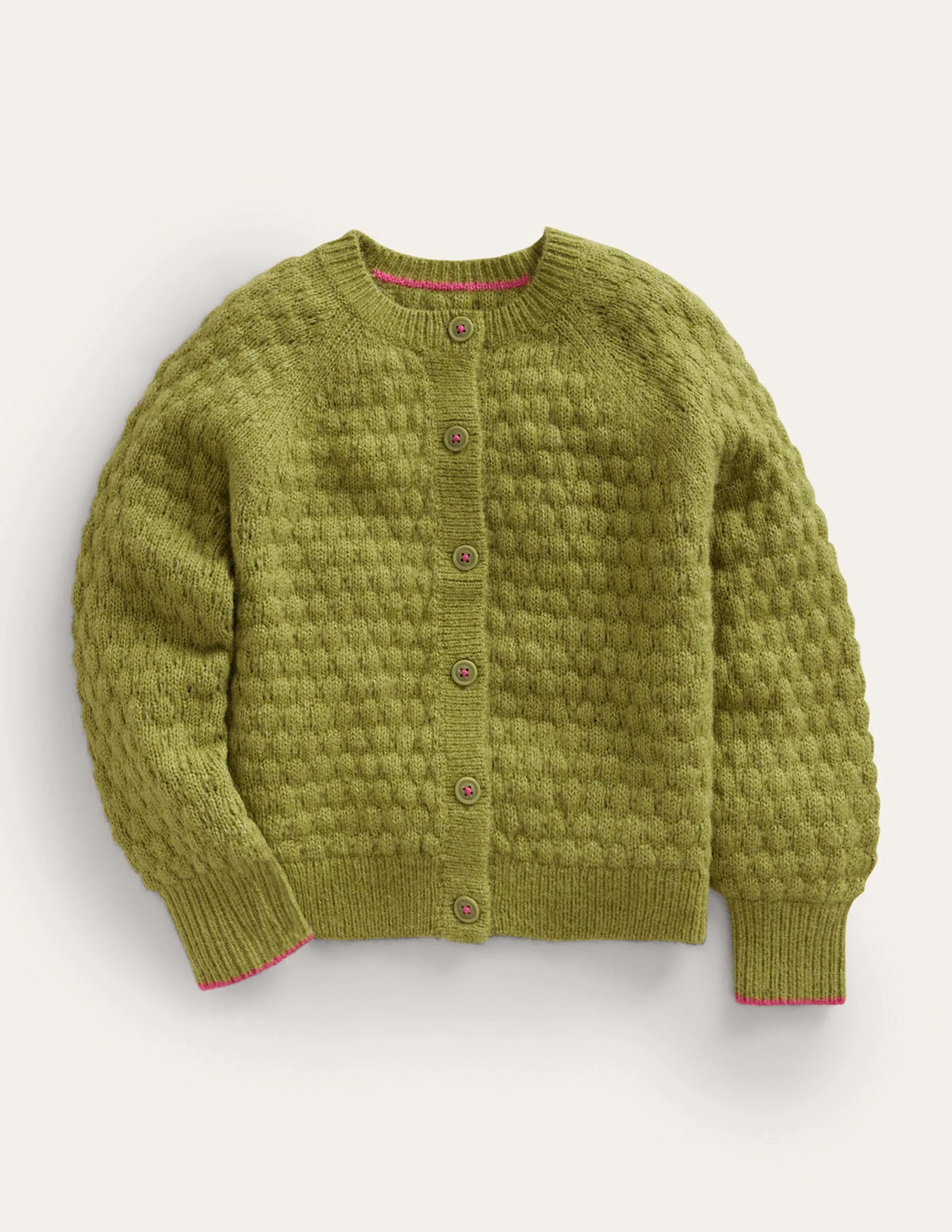 Bobble Stitch Cardigan-Starfruit Green