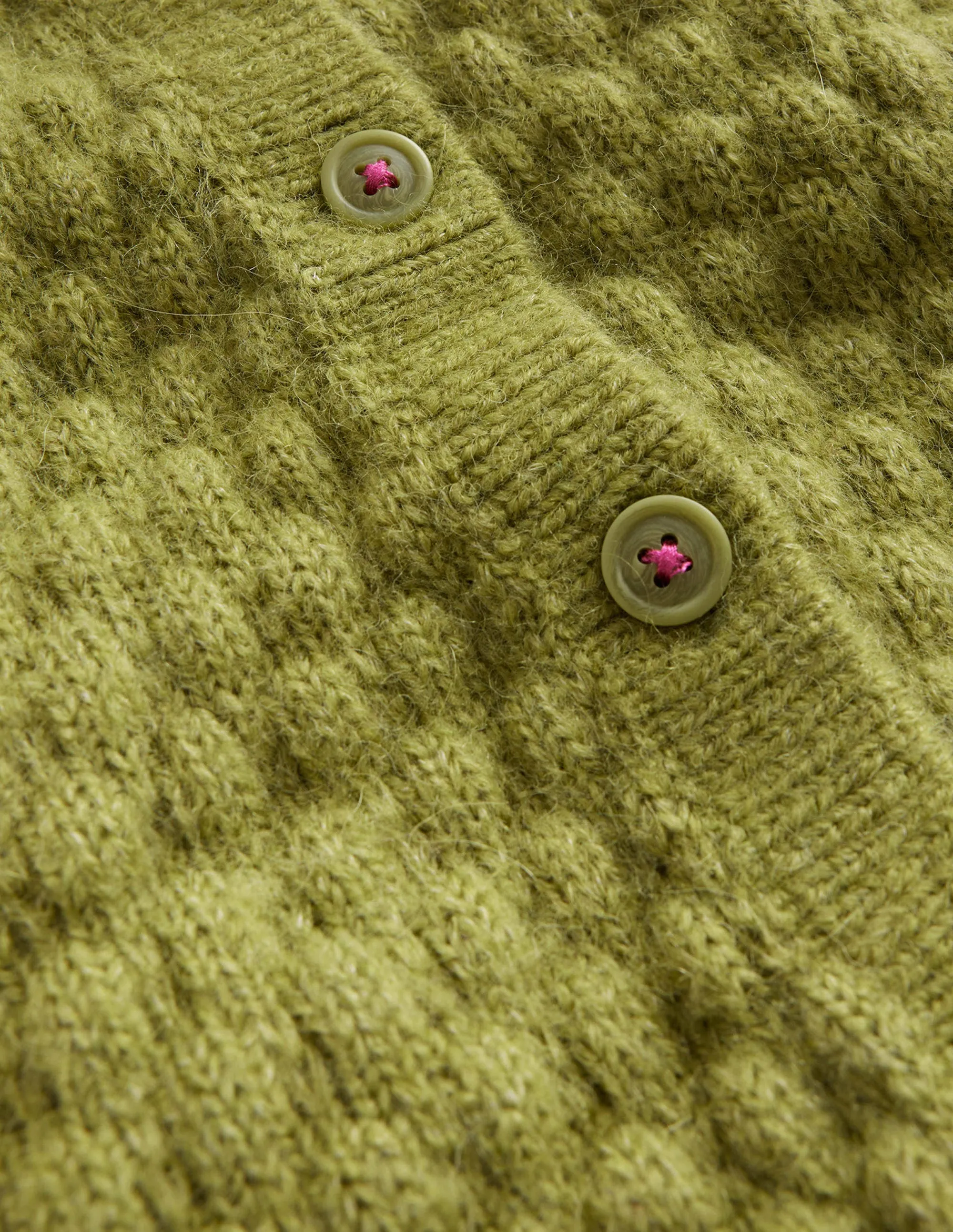Bobble Stitch Cardigan-Starfruit Green