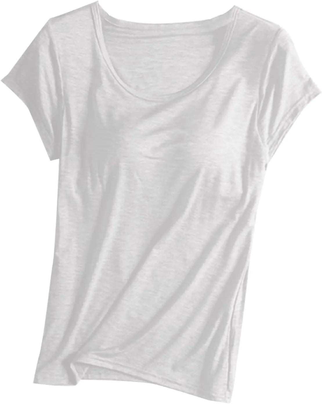 Built in Bra Tops for Women Summer Short Sleeve Solid Tops with Bra Pad Soft Lounge Clothes Trendy Outfits