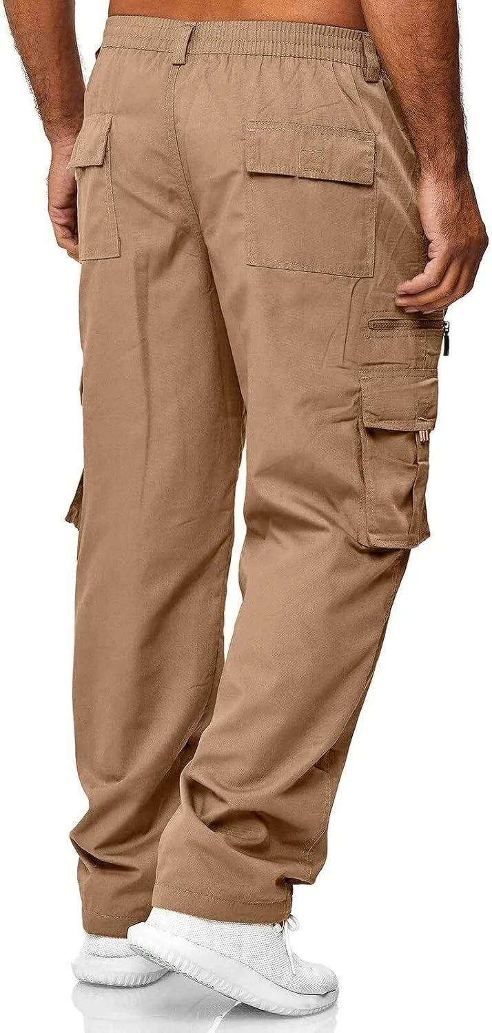Cargo Sweatpants for Men Workout Pants Letter Print Fleece Casual Joggers with Pockets Mens Pants Classic Fit Pocket