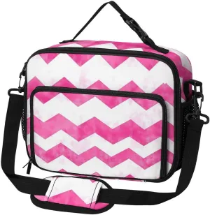 Chevrons Valentine'S Day Pattern Large Insulated Lunch Bag Reusable Lunch Cooler Bags Tote for Work Picnic Outdoor