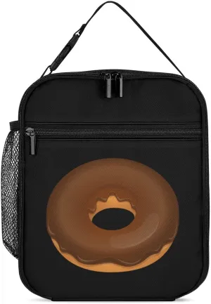 Chocolate Donut Lunch Bag for Men Women Small Reusable Leakproof Insulated Lunch Box Adjustable Handbag