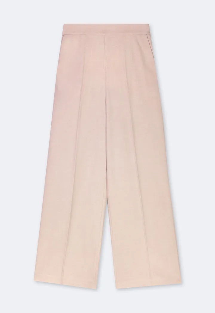Choice Straight Cut Elasticated Waist Basic Trousers Beige