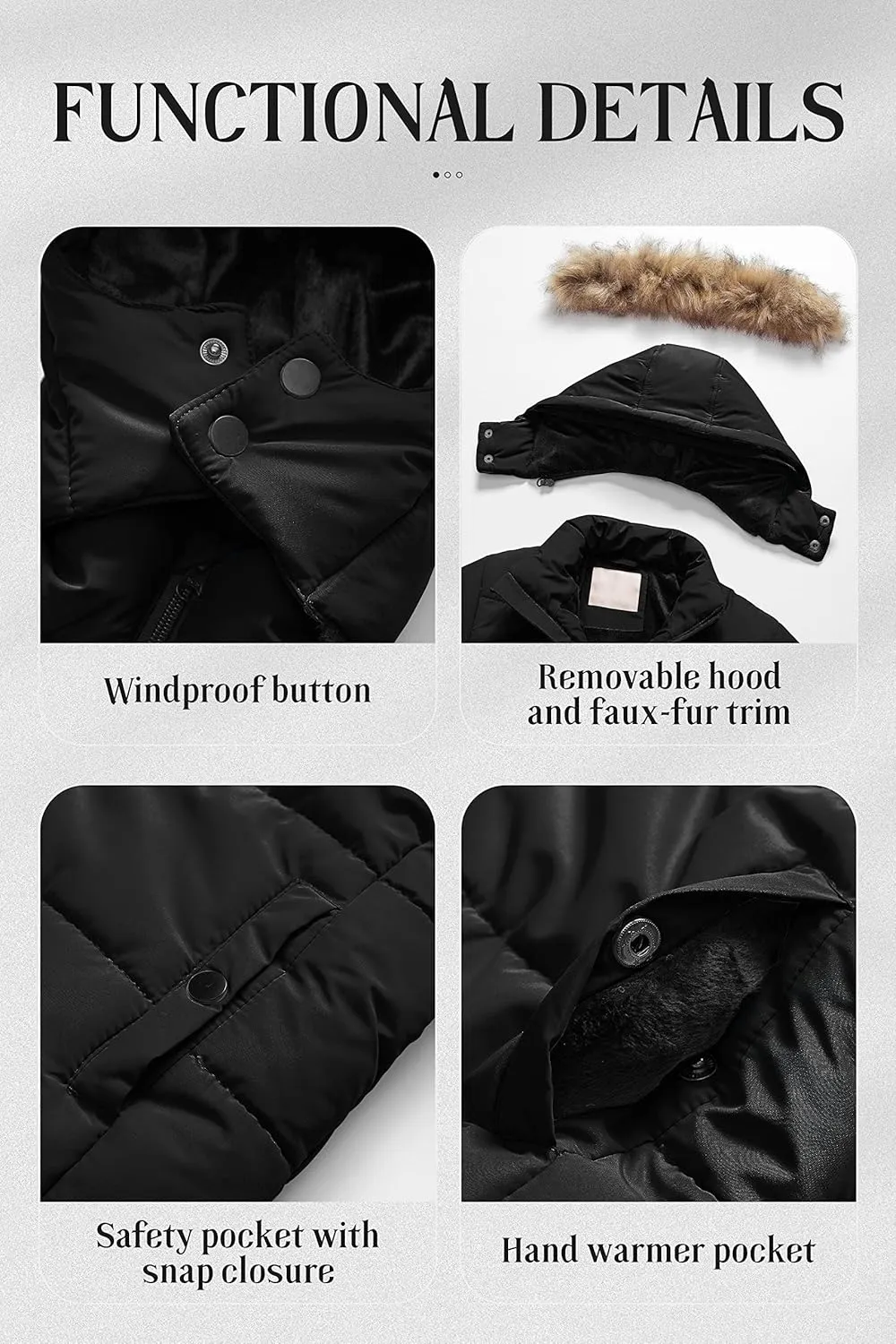 Chrisuno Girl's Water Resistant Winter Coats Warm Fleece Lined Outwear Ski Snow Jacket With Removable Hood