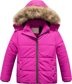 Chrisuno Girl's Water Resistant Winter Coats Warm Fleece Lined Outwear Ski Snow Jacket With Removable Hood