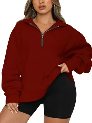 Chulianyouhuo Womens Plus Size Half Zip Pullover Long Sleeve Oversized Sweatshirt Drop Shoulder Hoodie Teen Girls Y2K Clothes