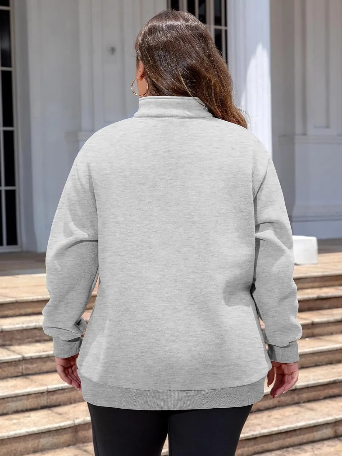 Chulianyouhuo Womens Plus Size Half Zip Pullover Long Sleeve Oversized Sweatshirt Drop Shoulder Hoodie Teen Girls Y2K Clothes