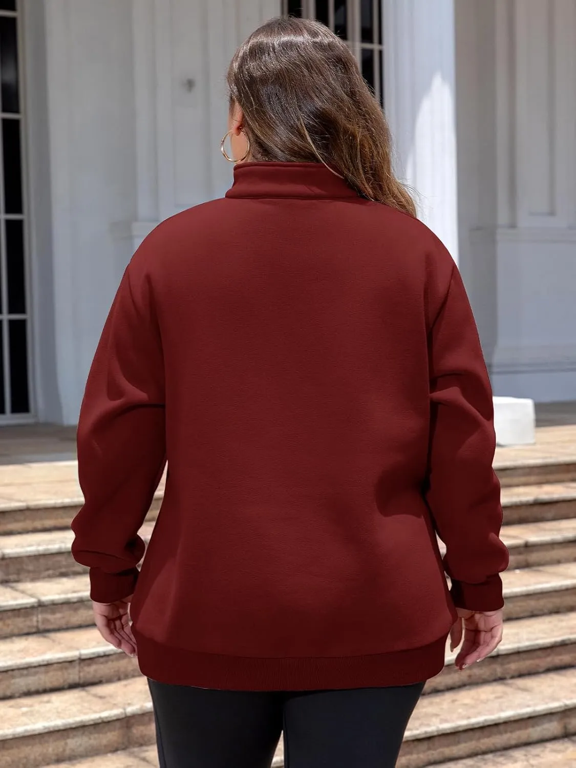 Chulianyouhuo Womens Plus Size Half Zip Pullover Long Sleeve Oversized Sweatshirt Drop Shoulder Hoodie Teen Girls Y2K Clothes