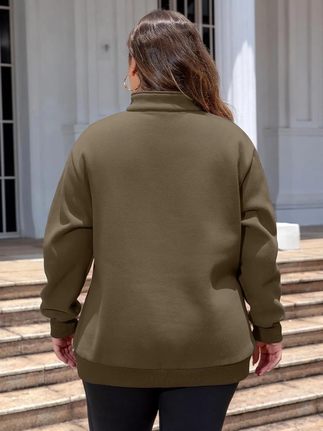 Chulianyouhuo Womens Plus Size Half Zip Pullover Long Sleeve Oversized Sweatshirt Drop Shoulder Hoodie Teen Girls Y2K Clothes