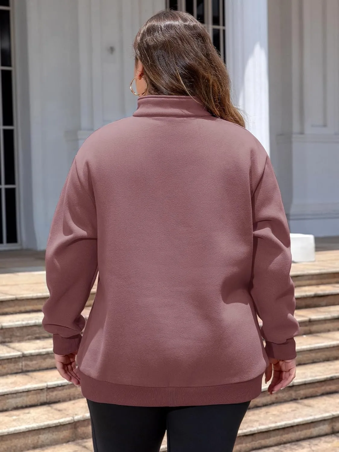 Chulianyouhuo Womens Plus Size Half Zip Pullover Long Sleeve Oversized Sweatshirt Drop Shoulder Hoodie Teen Girls Y2K Clothes