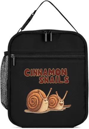Cinnamon Snails Lunch Bag for Men Women Small Reusable Leakproof Insulated Lunch Box Adjustable Handbag
