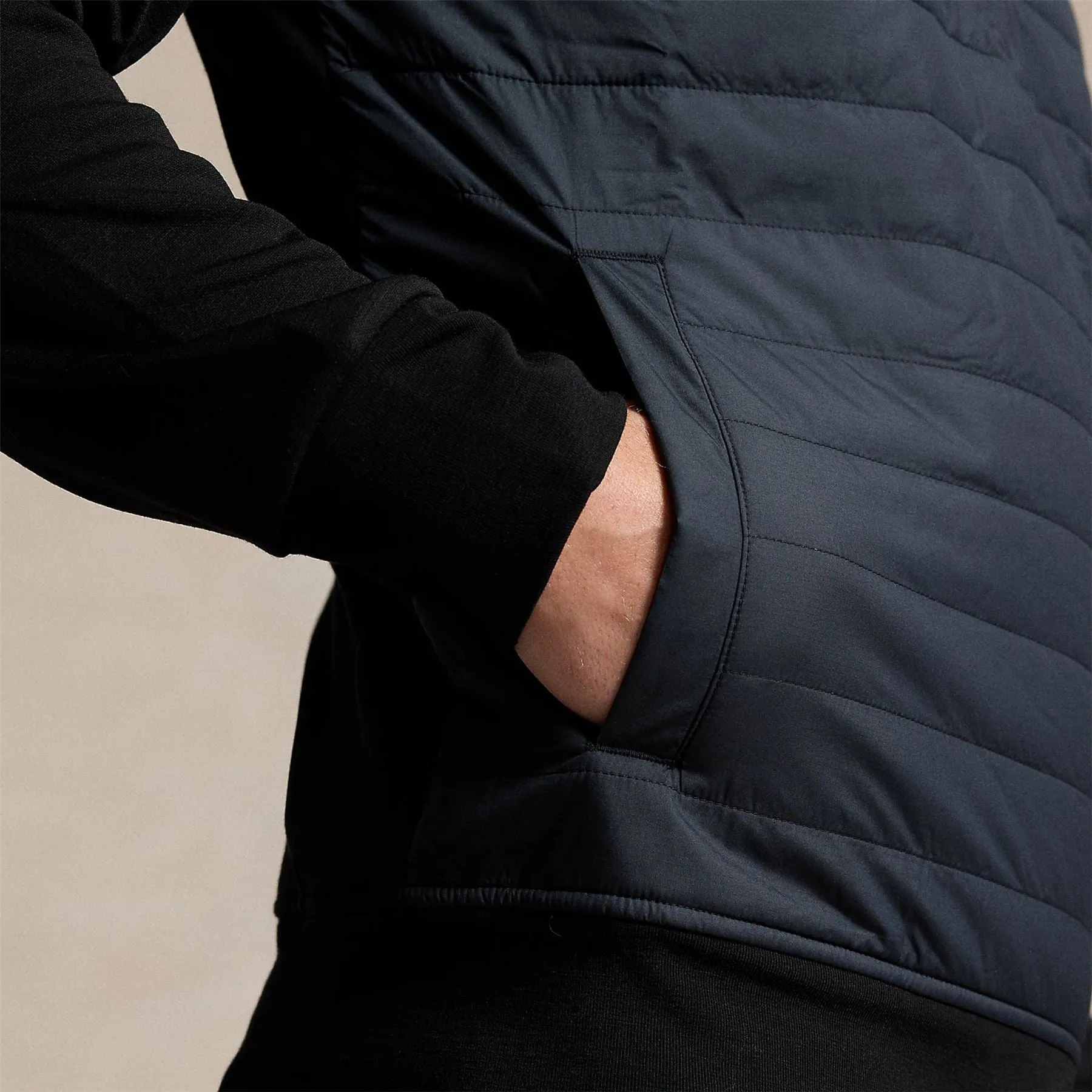 Classic Fit Hybrid Half Zip Pullover Polo Black - SS24