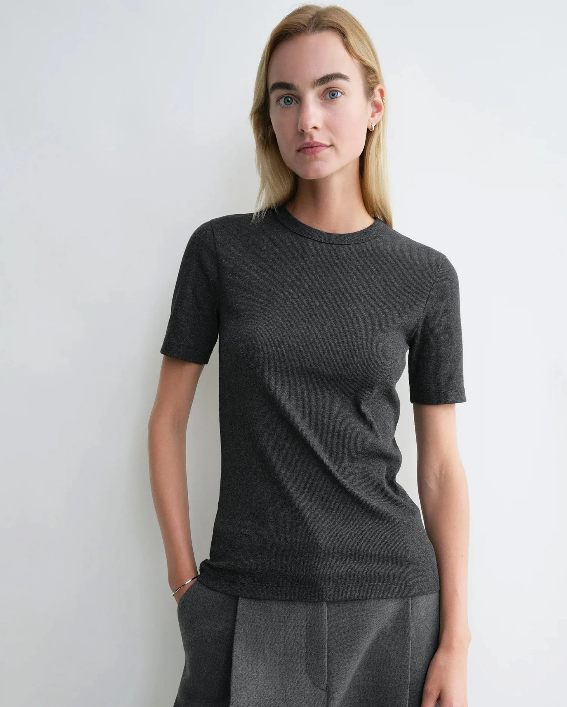 CLASSIC RIB TEE / CHARCOAL MELANGE
