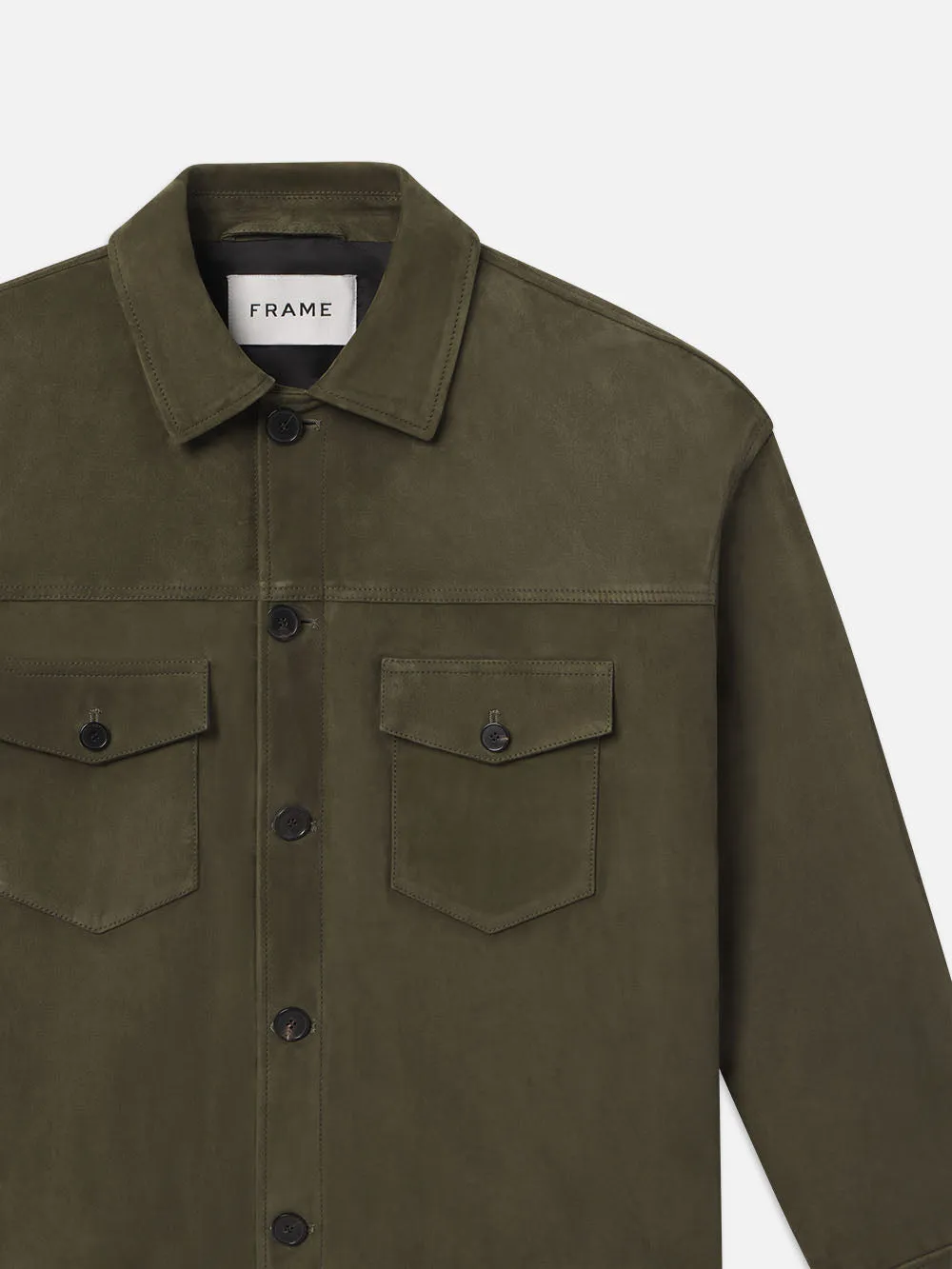 Clean Suede Jacket -- Dark Olive