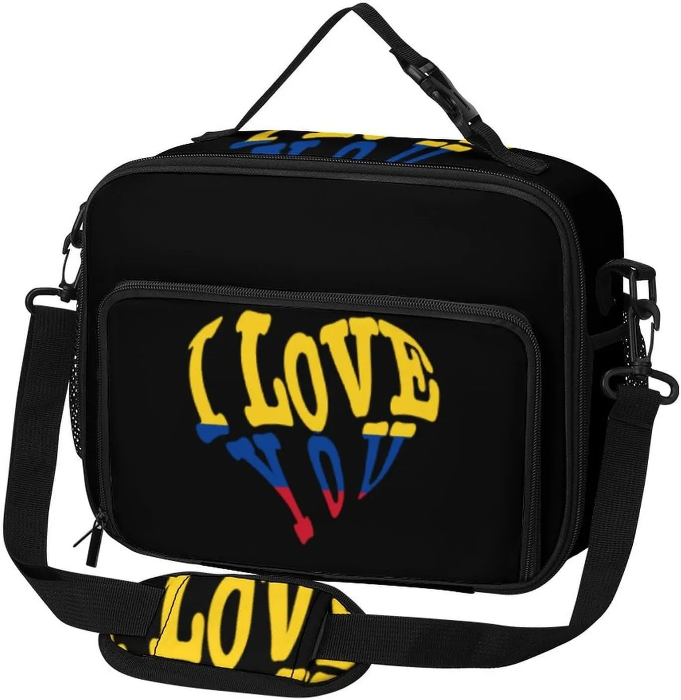 Colombian Flag I Love You Large Insulated Lunch Bag Reusable Lunch Cooler Bags Tote for Work Picnic Outdoor