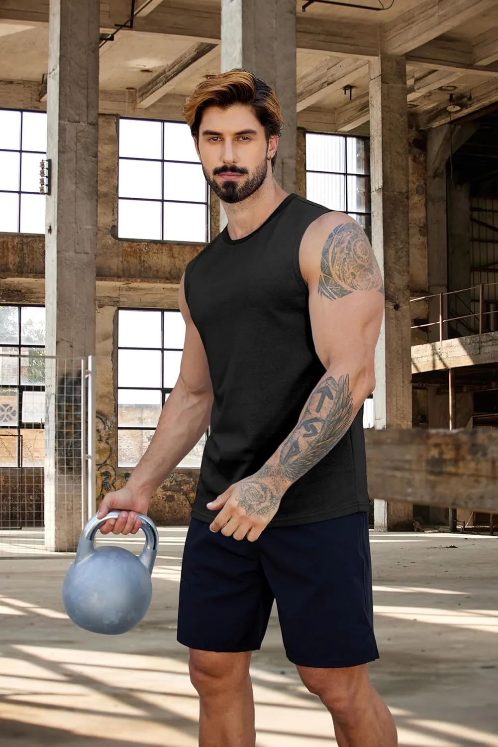 COOFANDY Mens Workout Tank Tops Cotton 3 Pack Soft Muscle Shirt Sleeveless Classic T Shirts Gym Athletic Tank