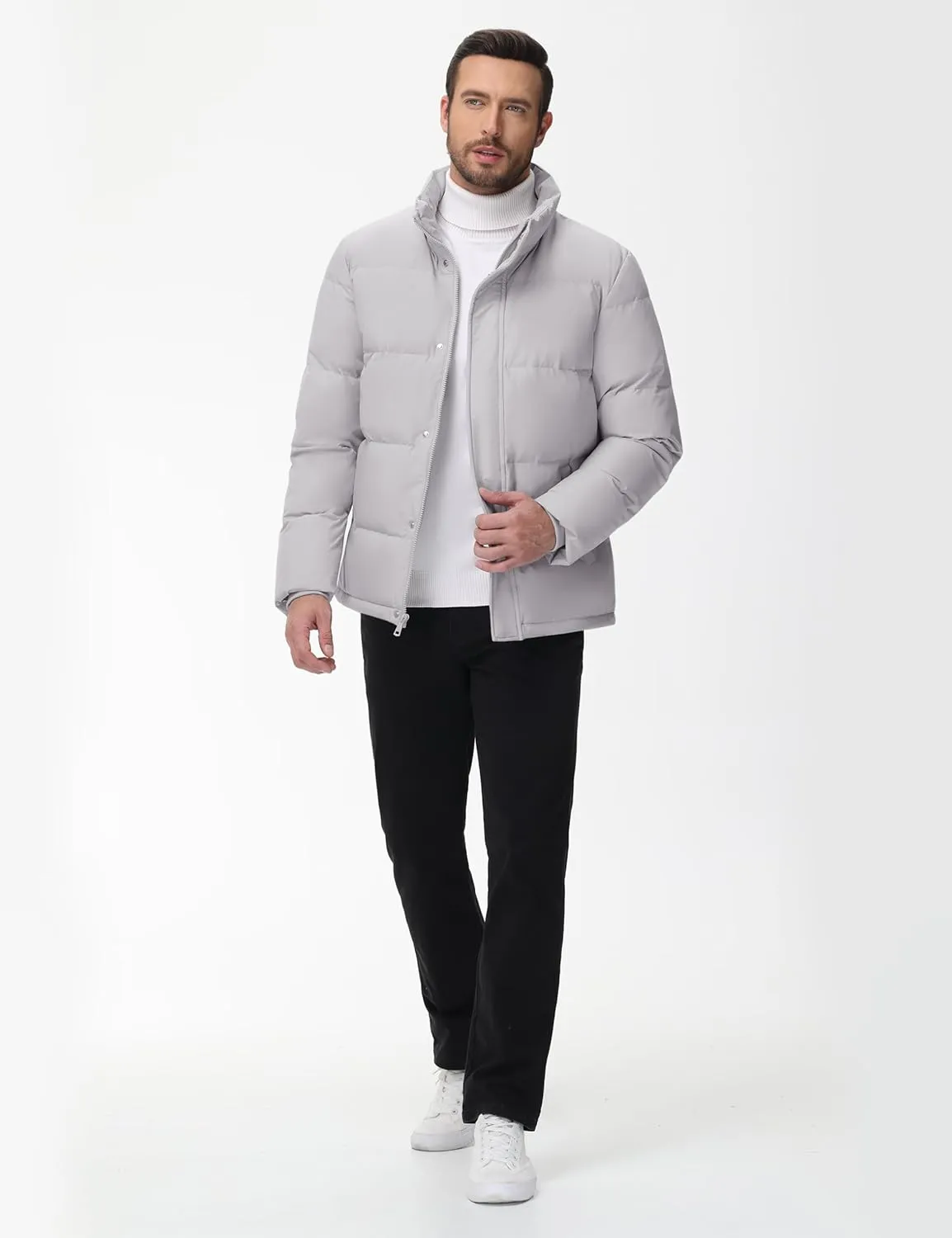 Cotrasen Mens Down Jacket Zip Up Warm Puffer Jacket Winter Coats Water Resistant Windproof Insulated Jacket